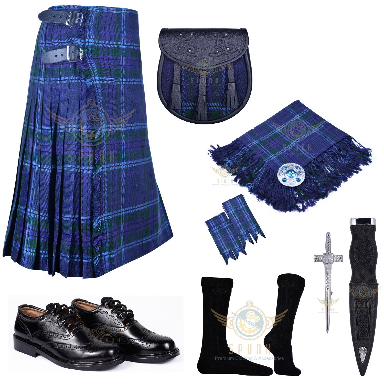 Scottish Traditional Handmade Spirit of Scotland Tartan 8 Yard KILT ...