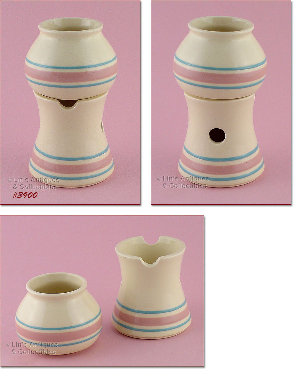 McCoy Pottery Rare Vintage Pink and Blue PotPourri Pot with Warmer (#3900)