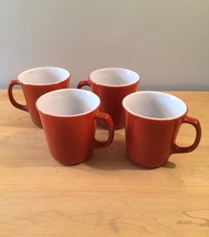 Vintage 60s set of 4 Corelle by Pyrex Burnt Orange mugs (discontinued and rare)