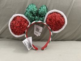 Disney Parks Authentic Christmas Red Sequin Ears Minnie Mouse Headband NEW image 2