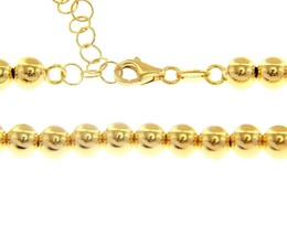 18K YELLOW GOLD 5 MM BALLS CHAIN, 18 INCHES, SMOOTH SPHERES, MADE IN ITALY - $1,366.00