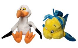 Vintage 1989 Disney OG Little Mermaid Scuttle & Flounder 14" Plush Disneyland - $69.25
