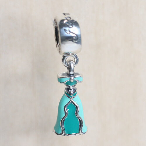 925 sterling silver disney princess jasmine's teal dress dangle charm bead