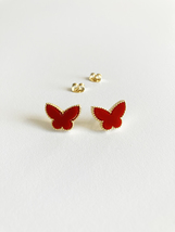 Carnelian Butterfly Earrings in Gold - $45.00