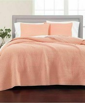 Martha Stewart Collection Washed Rice Stitch Coral King Quilt T410887 - $118.79