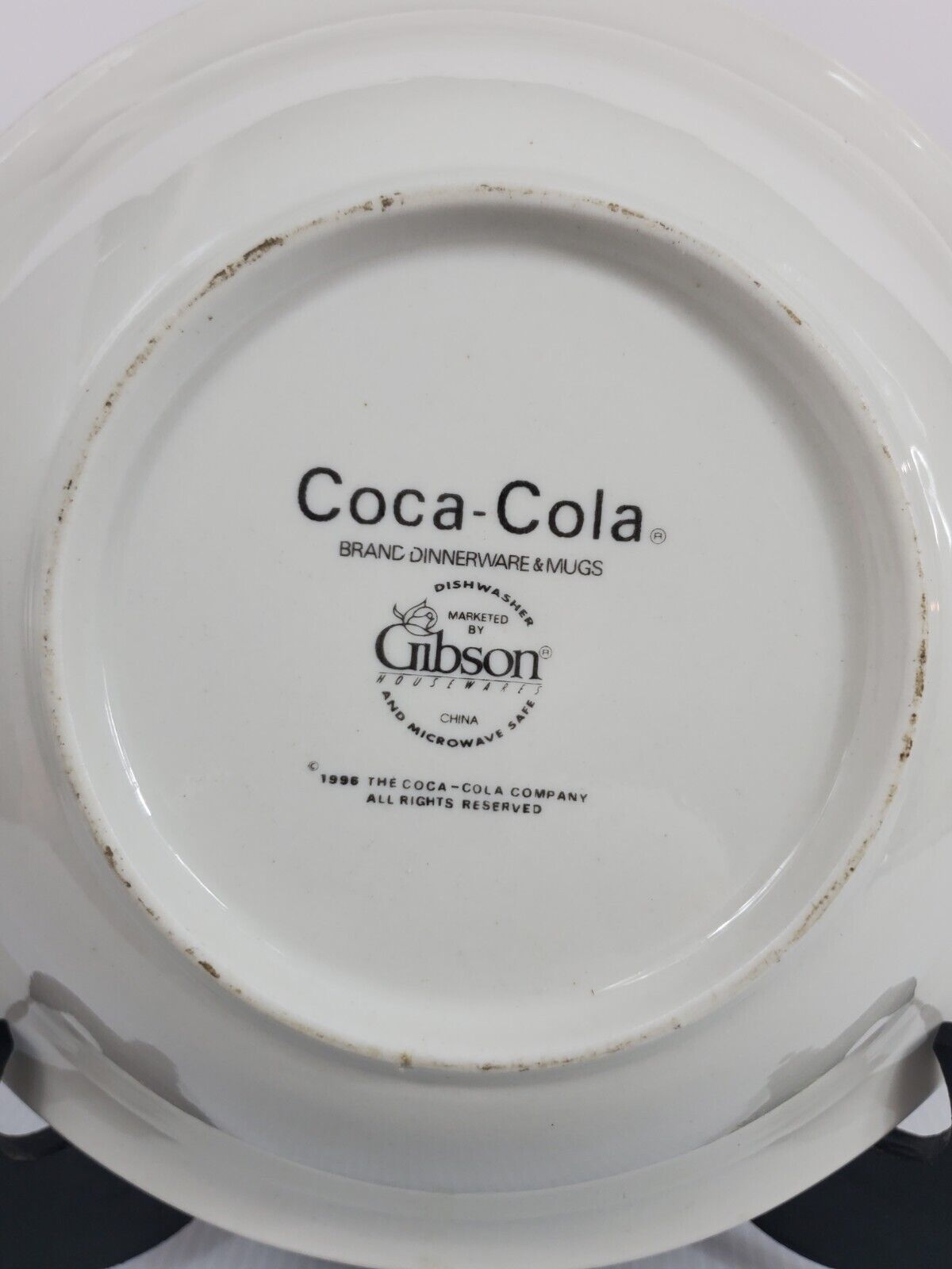 Coca Cola Black and White Checkered Dinnerware Plate Bowl 1997 Gibson