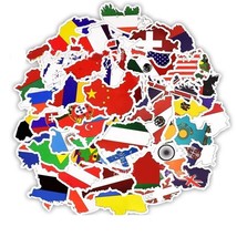 10 Random Country Shaped World National Flag Sticker Decals Free Shipping! - $2.99