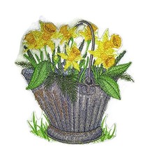 Custom and Unique Spring Blooms with Vase[ Pretty Pale Daffodil ] Embroidered Ir - $19.30