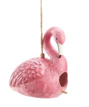 Pink Flamingo Bird House Hanging 7.3" High Jute Twine Hanger Florida Wild Bird 