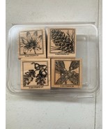 Stampin Up Close To Nature Pine Cone Holly Berry Holiday Rubber Stamp Se... - $11.40