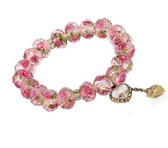 Tzarina Pink Beads Stretch Bracelet - $109.99