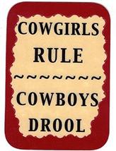 Cowgirls Rule Cowboys Drool 3" x 4" Love Note Humorous Sayings Pocket Card, Gree - $3.99