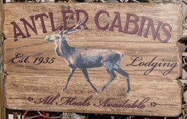 Fetco Home decor Nordic Antler Hanging Wood Sign Wall Decor - $18.99