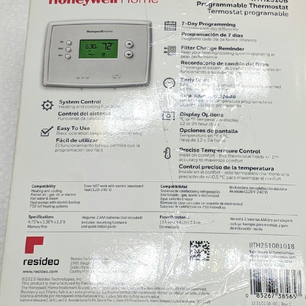 Honeywell RTH2510B 7 Day Scheduling Programmable Thermostat Heating ...