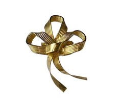 Large Vintage Gold Tone Ribbon Bow Unsigned Pin Brooch Estate image 2