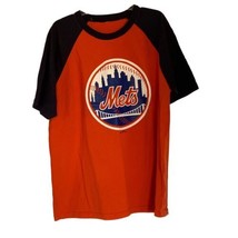 NY Mets MLB Baseball Orange Blue Ringer Graphic T-Shirt #4 XL - $23.95
