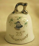 Classic 25th Anniversary Wedding Bell w Silver Trim Marked 1095 Unknown ... - $9.89