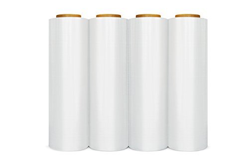 PSBM Stretch Wrap, 4 Pack, 18 Inch X 1500 Feet, 90 Gauge, Clear Plastic ...