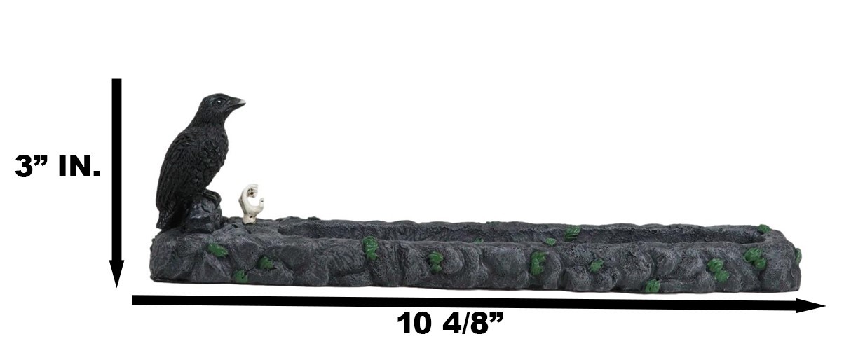 Edgar Poe Raven Crow On Skull Skeleton Hand Graveyard Tombstone Incense