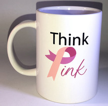 Breast Cancer Awareness”Think Pink”4 1/4”H x3 1/2”W Oversized Coffee Mug Cup-NEW - $24.63