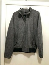 Lands End Mens Coat Jacket Size S 34-36 Charcoal Gray Wool Blend Zip Up - $22.76