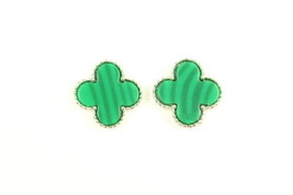 Large Silver-plated Malachite Earrings - $45.00