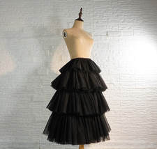 Black Layered Tulle Skirt Outfit High Waisted Tulle Skirt Wedding Plus Size image 4