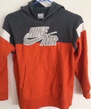 Vintage Nike Air Sweatshirt Hoodie Boys Size M (10-12) Orange Gray White Rare - $31.34