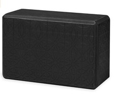 Gaiam Yoga Block - Supportive Latex-Free EVA Foam Soft Non-Slip Surface for  Yoga, Pilates, Meditation (Embossed Print, Black)