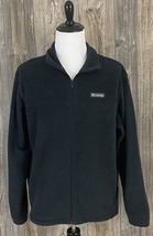 Columbia Fleece Jacket Men&#39;s XL Black 100% Polyester Full Zip Soft &amp; Warm - $22.57