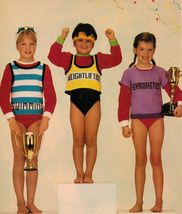 Knit Childs Gymnast Cyclist Swimming Weightlifting Judo Track Sweater Pattern - $8.99