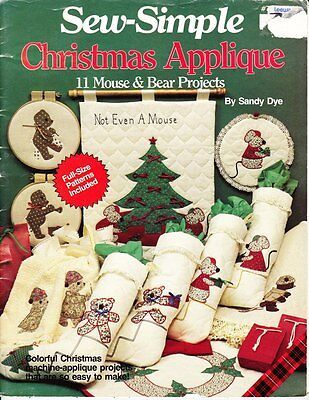 Plaid Sew-Simple Christmas Applique Booklet with 11 Mouse & Bear Projects Uncut - $6.42