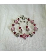 Cotton Candy Pink Lampwork Glass Rondel Bracelet Earring Set - $18.99