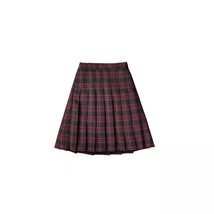 Knee Length Pleated Plaid Skirt Women Plus Size Navy Black Pleated PLAID SKIRTS image 13
