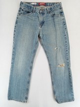 Arizona Original Youth Blue Denim Distressed Jeans Size 16 Husky 28&quot;W x ... - $11.39