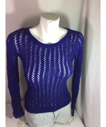 A.n.a Women Blue Soild Sweater Size XS LongSleeve Made In China Bin69#36 - $17.94