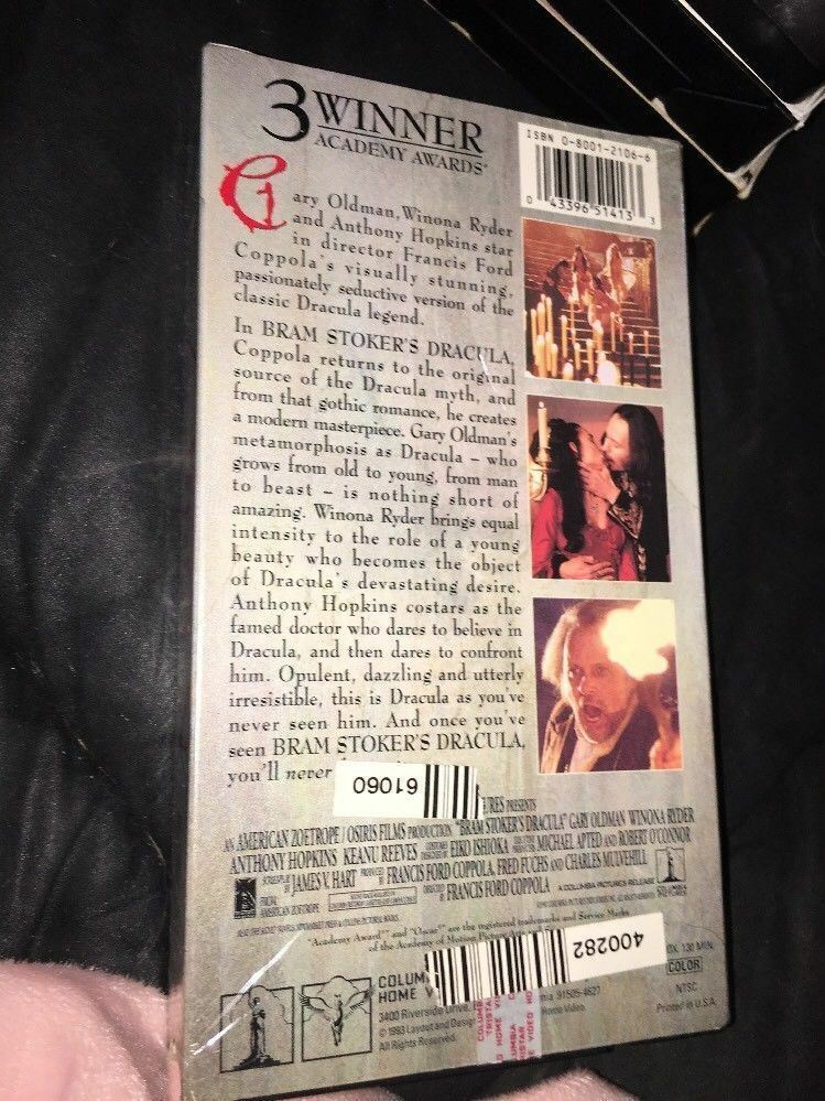 Bram Stokers Dracula Horror VHS 1998 Winona Ryder Keanu Reeves Vampire ...