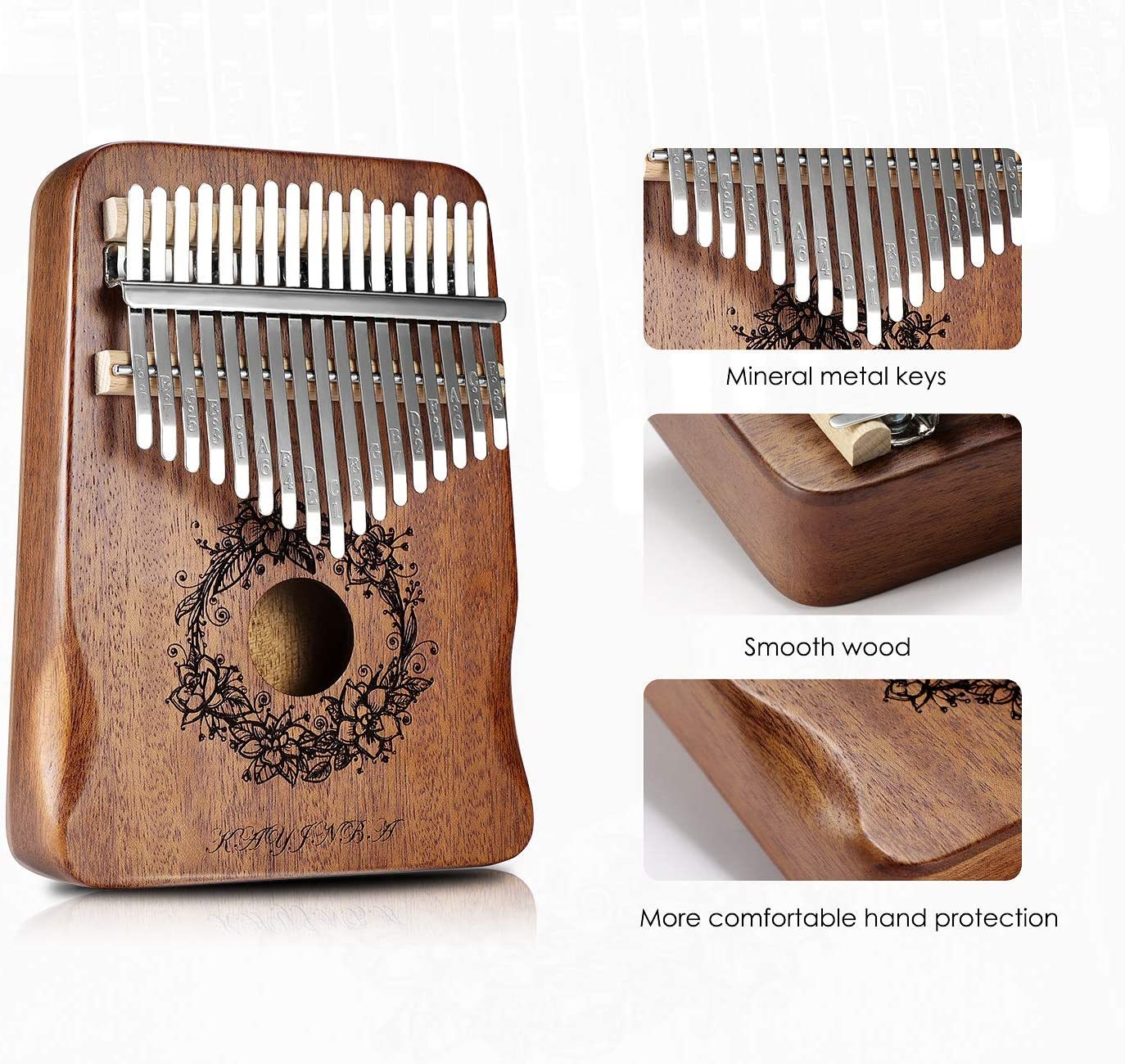 Kalimba Thumb Piano,YUNDIE Portable 17 Keys Mbira Finger Piano with Tune  Hammer and Study Instruction,Musical Instruments Birthday Gift for Kid  Adult