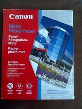 K462S Canon Photo Paper 50 Sheets 8.5x11&quot; Matte 8.5 Mil 45Lbs Inkjet Pri... - $11.14
