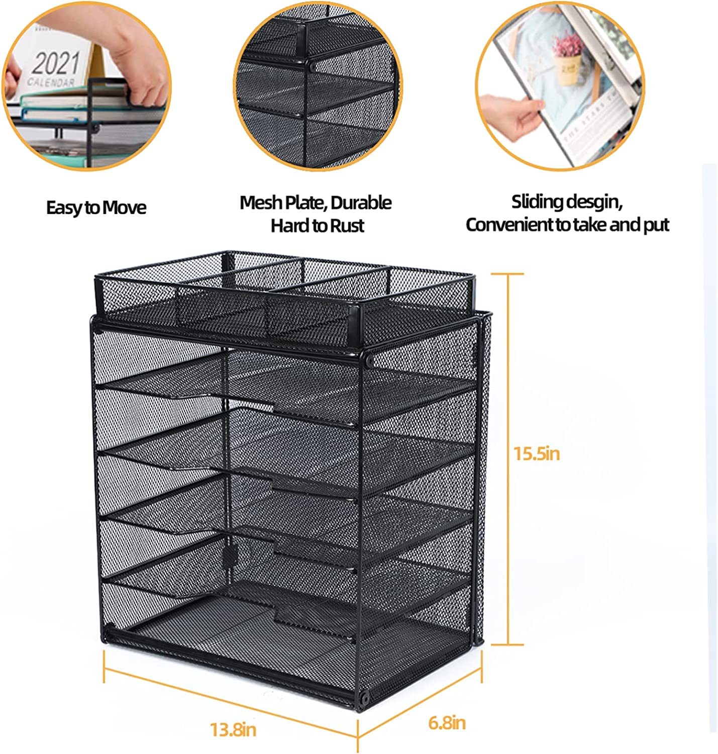 Samstar Letter Tray Organizer, Mesh Desk File Organizer Paper Sorter ...