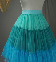 Women Knee Length Puffy Tulle Skirt Mint Green Blue Layered Tulle Skirt A-Line image 6