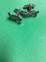 Vintage SWANK Treble Clef Music Note Cufflinks with Rhinestones Silver Tone - $12.95