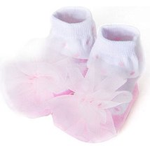 Baby Socks Lovely Cotton Summer Infant Socks 0-12 Months(White with Pink Flower)