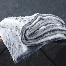 Winter Faux Fur Throw Size 50" X 60" Sherpa Luxury Blanket Grey - Shed Free - $33.93