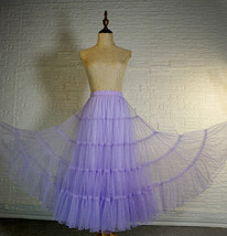 Blue Glitter Maxi Tulle Skirt Outfit Tiered Sparkle Tulle Skirt A-line Plus Size image 9