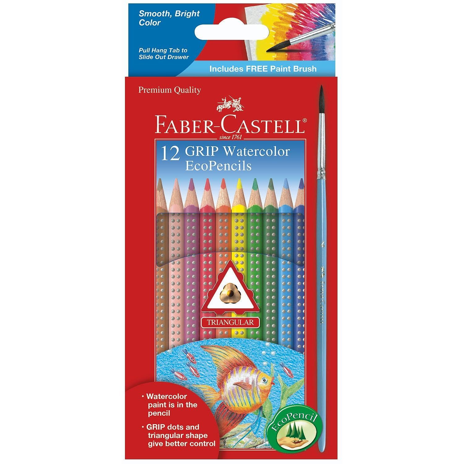 Faber-Castell Grip Watercolor EcoPencils - 12 Water Color Pencils