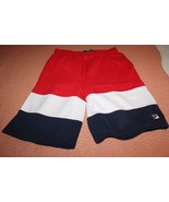 Fila Elastic Waist Pull On Shorts Red White Blue Logo Men's Size L (3 pockets) - $17.33