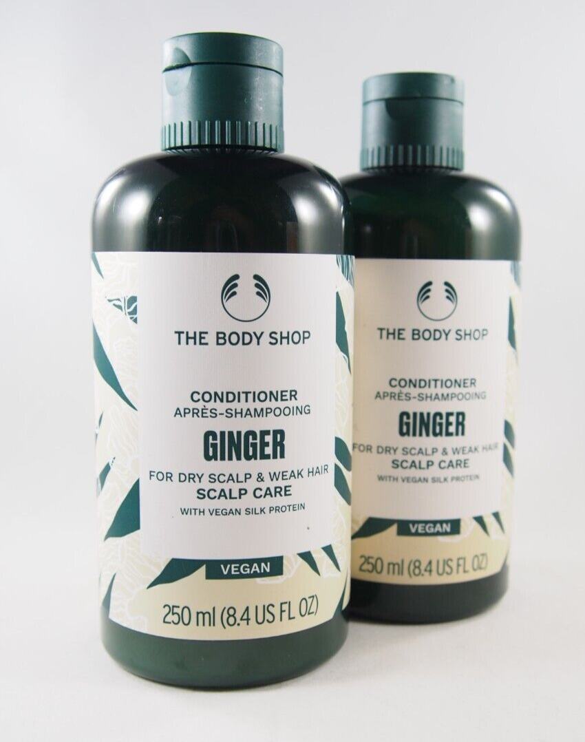 (2) the body shop ginger conditioner aloe vera scalp care 8.4oz 250ml new