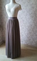 Brown Long Tulle Skirt High Waist Tulle Maxi Skirt Bridesmaid Outfit (US0-US28) image 4