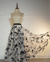 Black Champagne Tulle Skirt Holiday Maxi Skirt Prom Skirt Romantic Butterfly